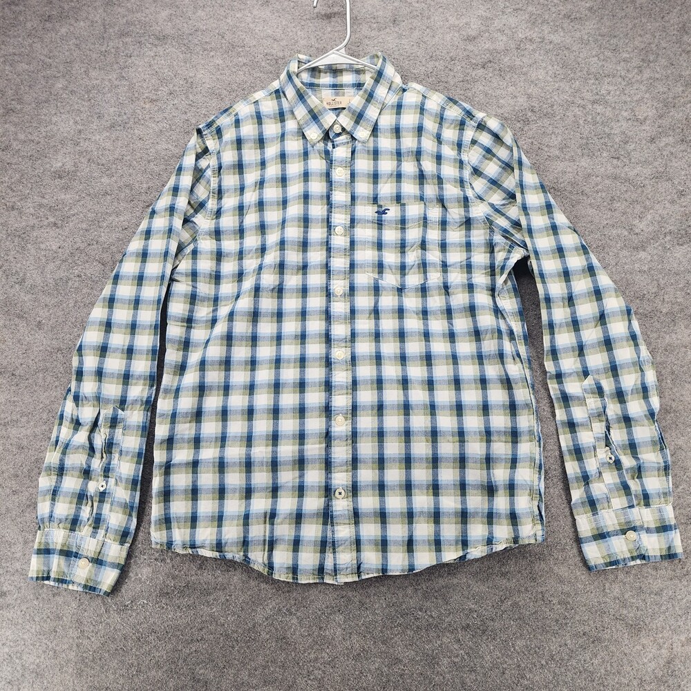 Hollister Shirt Mens Large Button Up Long Sleeve Blue Plaid